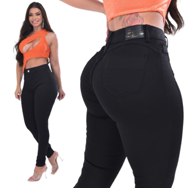 Calça Feminina Preta Original Não Desbota Skinny Empina Bumbum em Oferta na Shopee