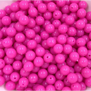 100 miçanga bola leitosa passante 6 mm PINK