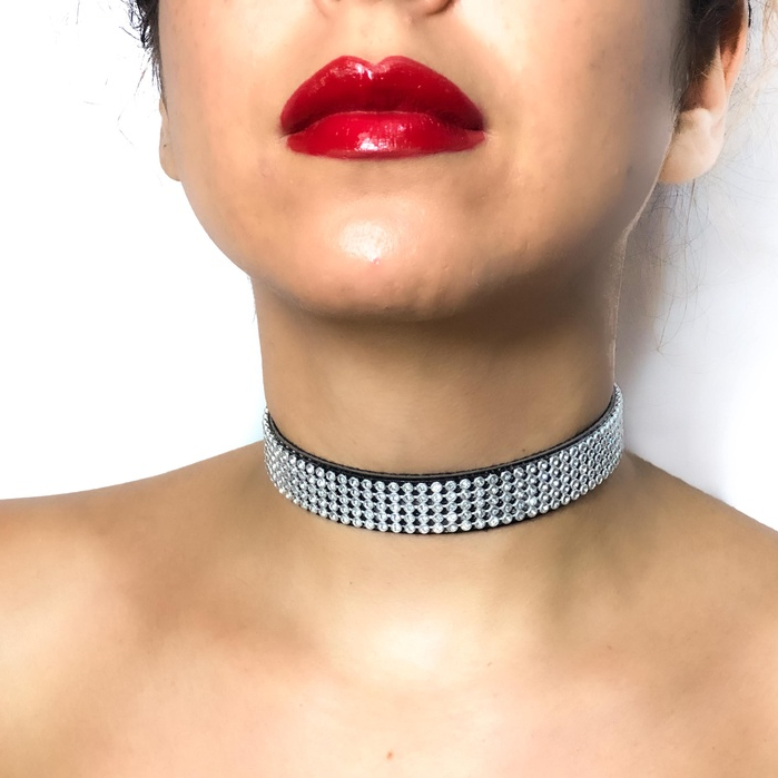 Choker STRASS GLAMOUR Gargantilha em couro Vegano em Oferta na Shopee