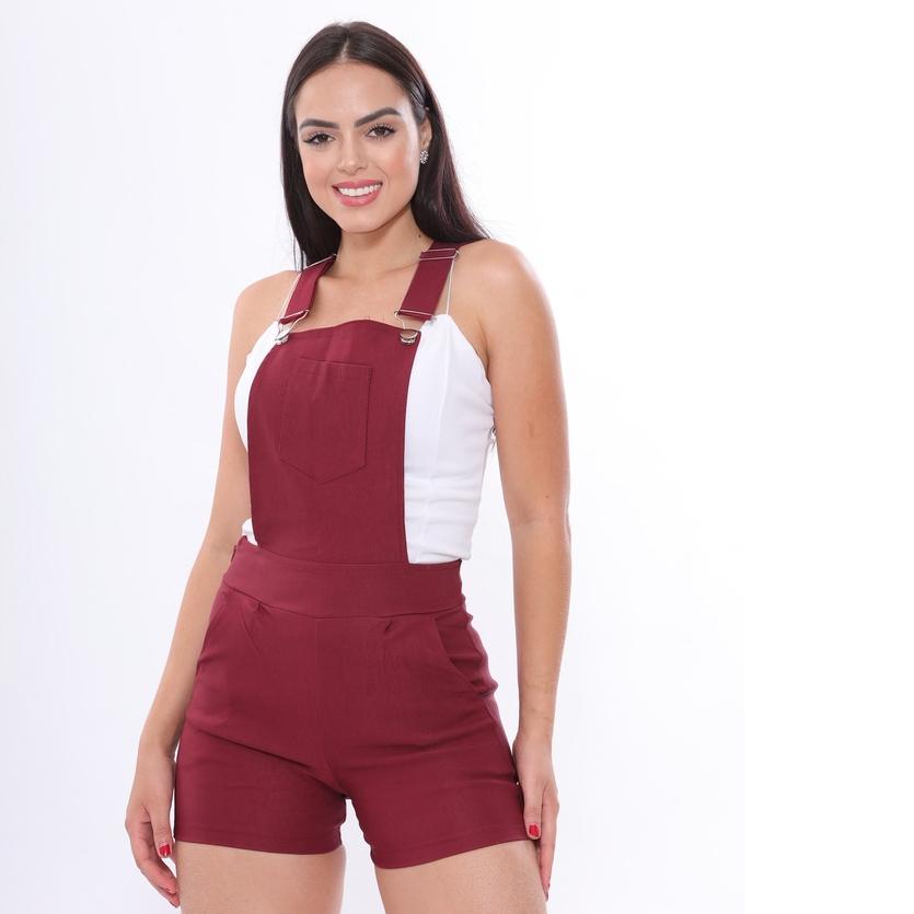 Macaquinho Curto Jardineira Feminina Macacão Camuflado Oferta