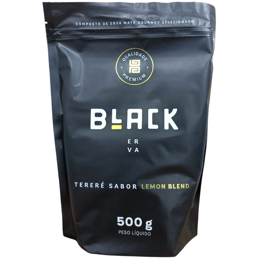 Erva mate para terere Black Erva com 500 gramas. Sabor: LEMON BLEND.