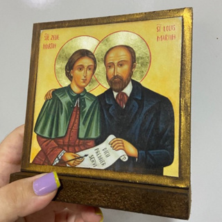 Ícone Santa Zelia e São Luís Martin 10cm com base fixa em Oferta na Shopee