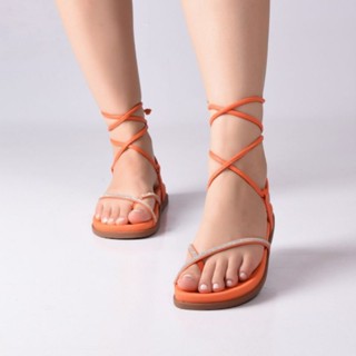Papete Amarração Brilho Chinelo Tiras de Amarrar Strass Rasteirinha Birken Feminina