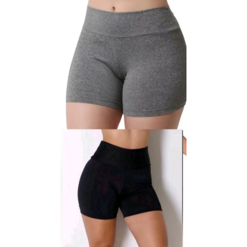 Kit 2 Shorts Feminino Suplex Curto Academia Fitness Cós Alto em Oferta na Shopee