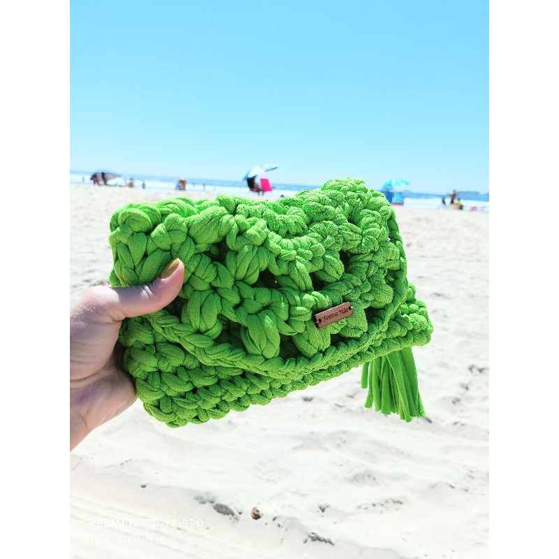 Bolsa De Passeio Com Fio Ecológico/bolsa feminina/Bolsa de Crochê/Carteira de mão/Clutch/bolsa exclusiva//bolsa de mão.
