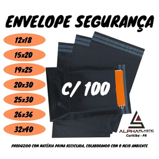 Kit 100 Envelope de Segurança Plástico Preto  12x18 15x20 19x25 20x30 20X40 20x50 25x30 25x50 26x36  32x40  36x40 40x40 em Oferta na Shopee