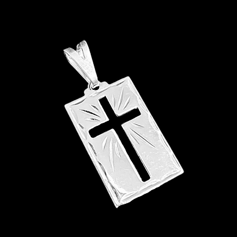Pingente Medalha Cruz Plaquinha Banhado A Prata 925 em Oferta na Shopee