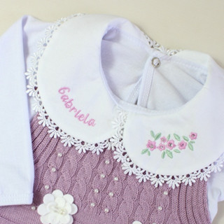 Body Bebê Personalizado Menina 100% Algodão Bordado Ramo de Flores