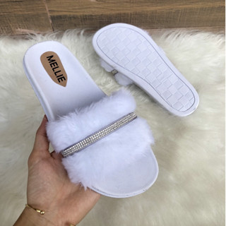 Chinelo feminino sandália Slide By Rihanna Pelinho Com Strass 34 ao 43 Lançamento em Oferta na Shopee