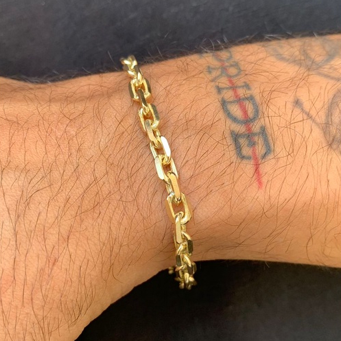 Pulseira Cadeado de Quina 5mm 100% Moeda Antiga