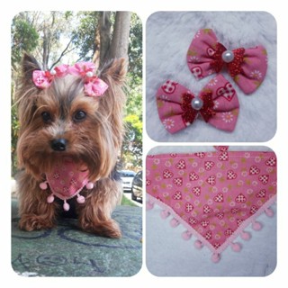 Bandana Pet para Cachorro e Gato Lenço de pescoço + Laço