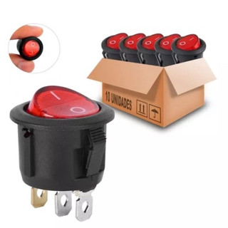 10 Peças - Chave Gangorra Redonda Kcd1-105 Luz C/ Neon