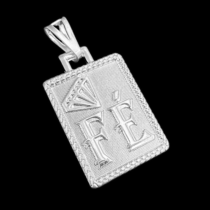 Pingente Medalha Placa FÉ Banhado A Prata 925 em Oferta na Shopee