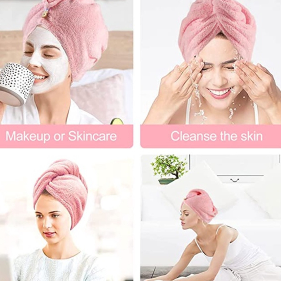 Toalha De Cabelo Banho, Toalha Grossa Mágica Para Secar Cabelo De Microfibra Grossa Touca Pós em Oferta na Shopee