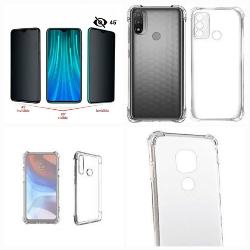 Kit capinha + Pelicula privacidade 3D Moto E7 E7 Plus E7 Power E32 E20 E30 E40