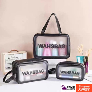 Kit 3 Necessaire Maquiagem Feminina Transparente WashBag a prova de água Remédios Marisa Bom Presente V20