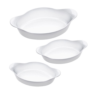 Conjunto de Assadeiras Brancas Marinex Opaline com 3 peças em Oferta na Shopee