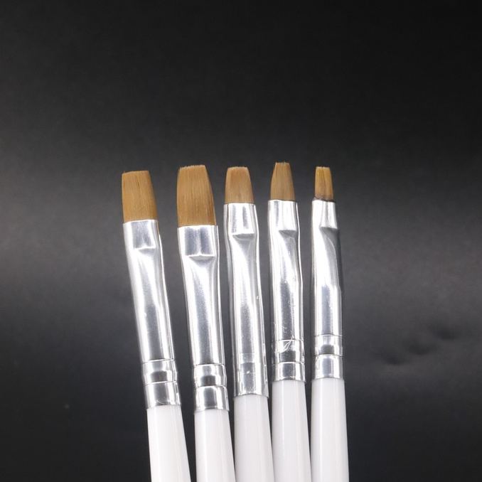 Kit 5 Pinceis D&Z Branco Para Unhas Em Gel E Alongamento Nail Art