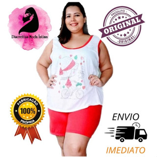 Kit 1 PIJAMA, Feminino, Baby Doll, Short Doll, Conjunto, Malha, Plus Size, Regata 50-52-54, Atacado, Revenda