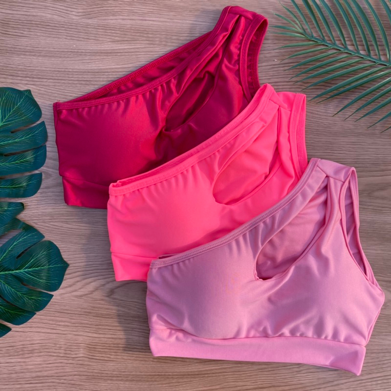Cropped Top Gota um Ombro Só com Bojo Feminino Fitness para Academia e Caminhada