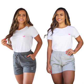 Kit 2 Shorts Femininos Moletom Moletinho Shortinhos Diversas Cores