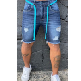 Bermuda Jeans Masculina Skinny Destroyed c/ Elastano