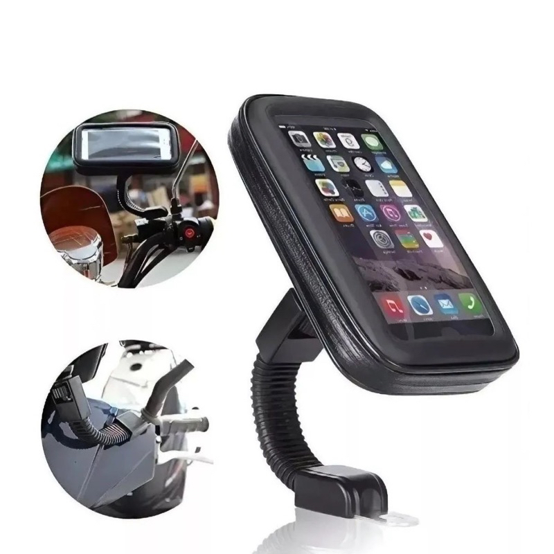 Suporte Celular com Bolsa À Prova D'água para Moto Bike Bicicleta Gps Retrovisor Guidão