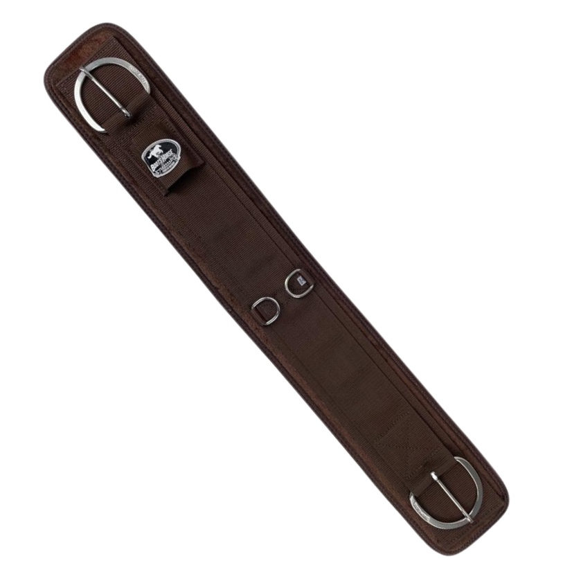 Barrigueira Para Cavalo Boots Horse Oficial Nylon e Neoprene Marrom Acabamento em Inox Para Sela Confortável Para Prova de Laço Baliza Tambor Montaria