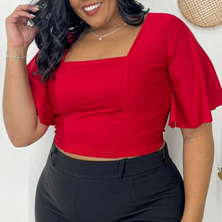 Blusinha feminina blusa plus size cropped manguinha