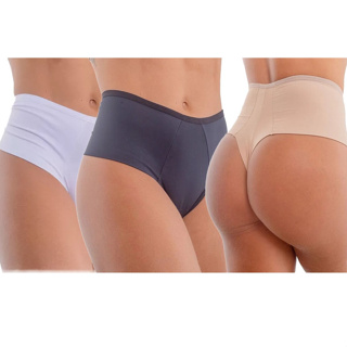 Kit 5 Calcinhas Fio Duplo Pala Dupla Cores Básicas Conforto Cintura Alta Tanga ref 323 em Oferta na Shopee