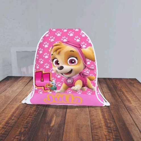 15 mochila saco patrulha canina menina rosa sacolinha personalizada