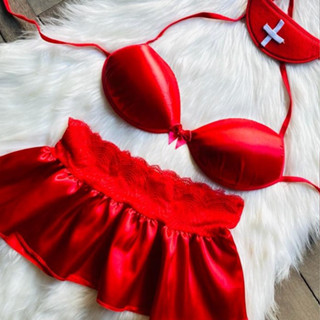 Conjunto Lingerie Fantasia Erótica Com Bojo Acompanha Acessórios Moda Feminina