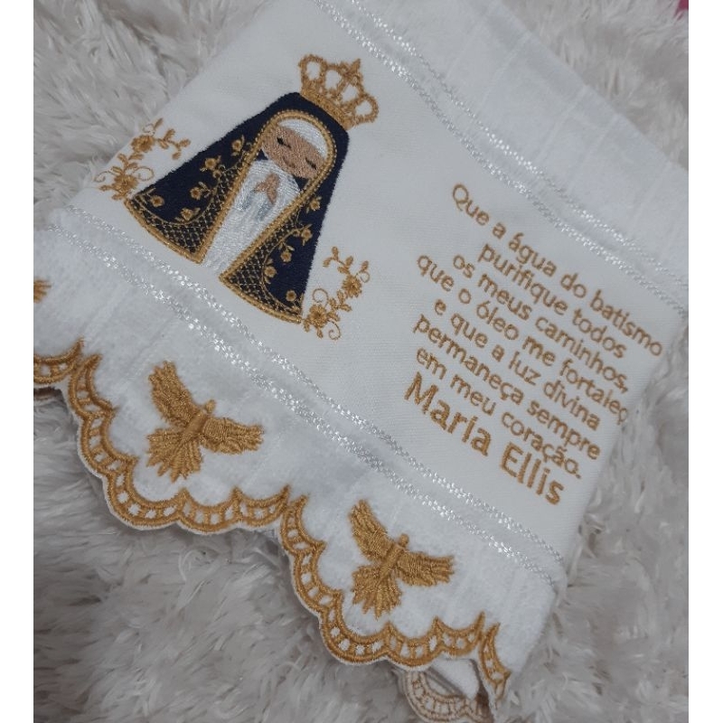 Toalha lavabo Batizado Nsa Sra Aparecida com barrinha