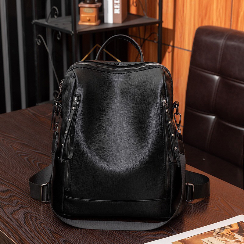 mochila feminina em couro PU alta qualidade média espaçosa com alça de ombro*608