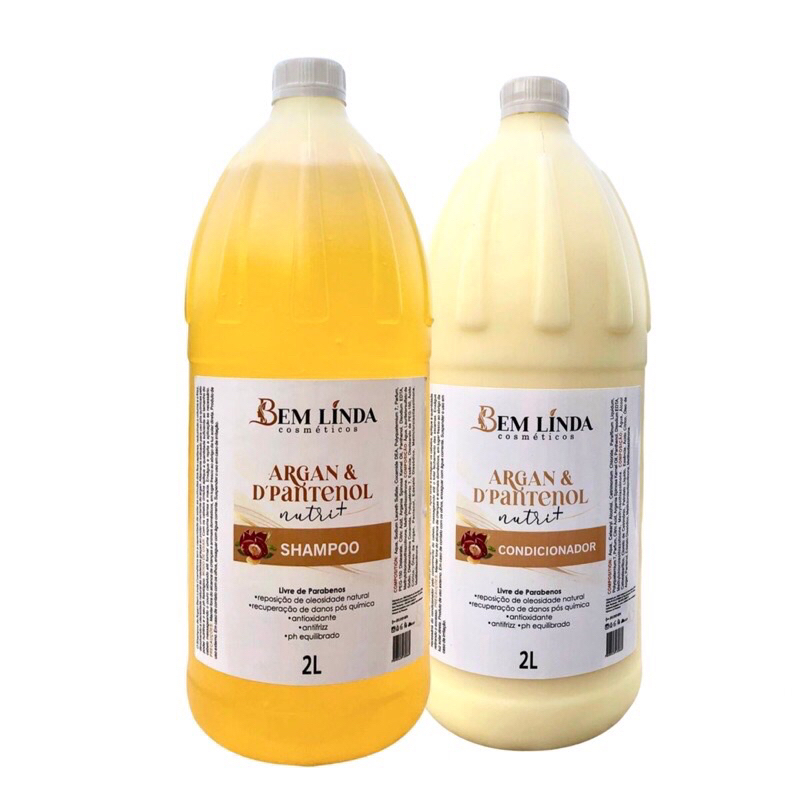 Kit ARGAN E D’PANTENOL 2 Litros *SEM SAL* - Shampoo + Condicionador nutrição Perfume Cheiroso brilho intenso