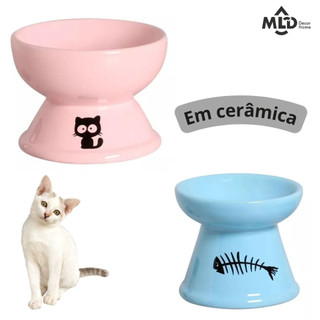 Comedouro cerâmica Gatos Bebedouro Cerâmica bebedor gato PET ergonomico Elevado anti formiga prático