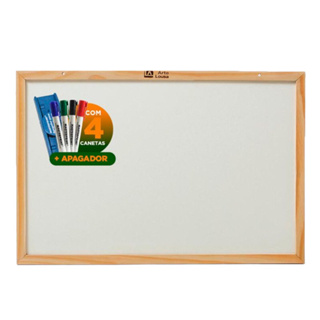 Quadro Branco 90X60 Moldura em Madeira Escolar Grande + 4 canetas + 1 Apagador - Lousa Branca Bem Lisinha e Fácil de Apagar Com Caneta e Apagador em Oferta na Shopee