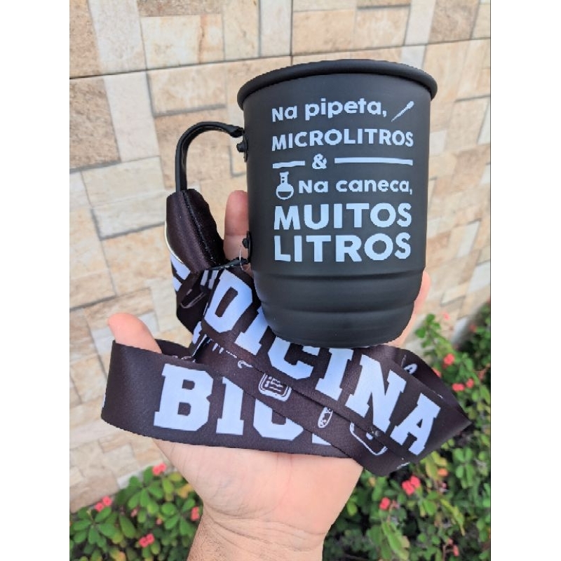 Caneca de alumínio Formatura - Caneca Biomedicina - Caneca com tirante personalizado - Copo de chopp personalizado