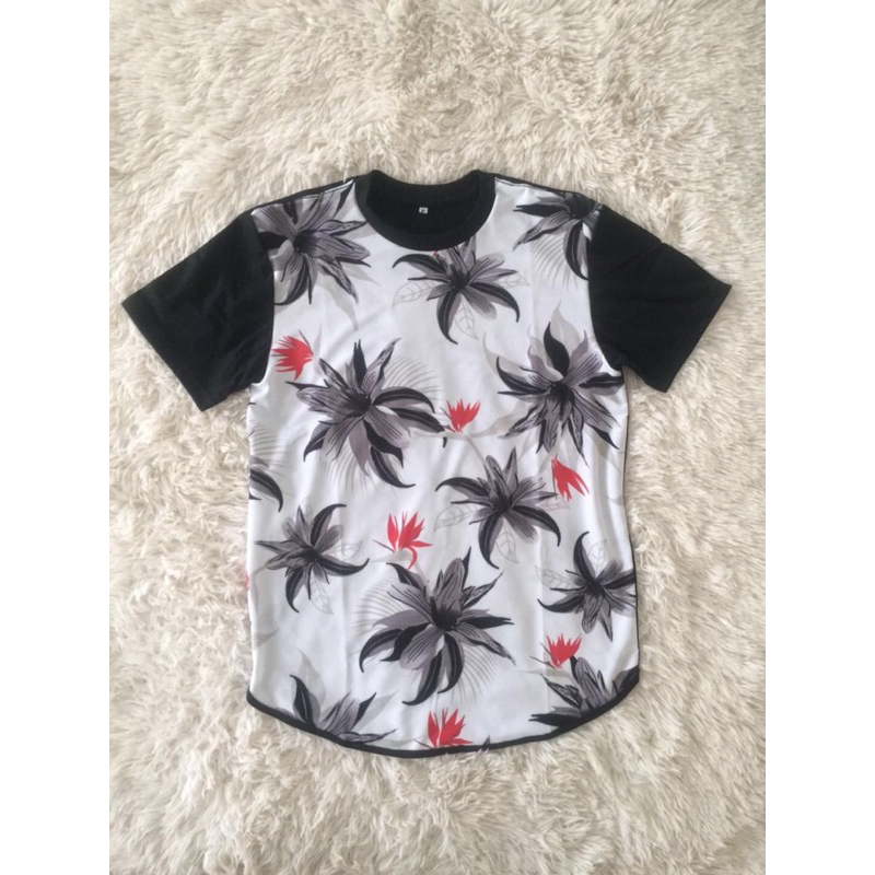 Masculino camiseta Long line Flor Swag estilo moda praia Manga curta