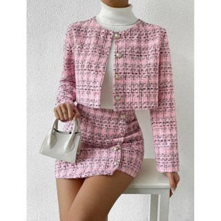conjunto paty patricia com duas peças saia e Blazer Tweed