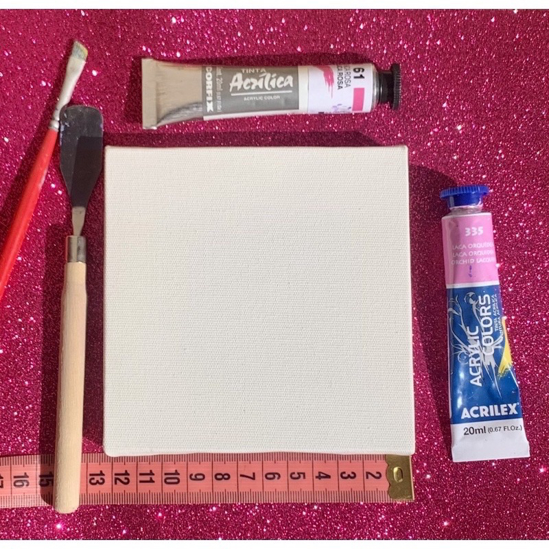 Tela de pintura oleo acrílica 12 x 12 cm, grampeada no verso. 12x12