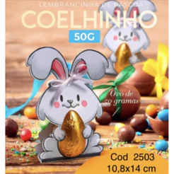 10 Embalagem de Páscoa Lembrança Coelhinhos p/ ovo de páscoa 50 gramas 2503 (Páscoa Jango 2025)