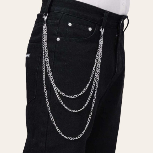 Corrente Tripla P Calça , Saias , Punk Rock , Kpop , Cosplay - 50cm - Prateado