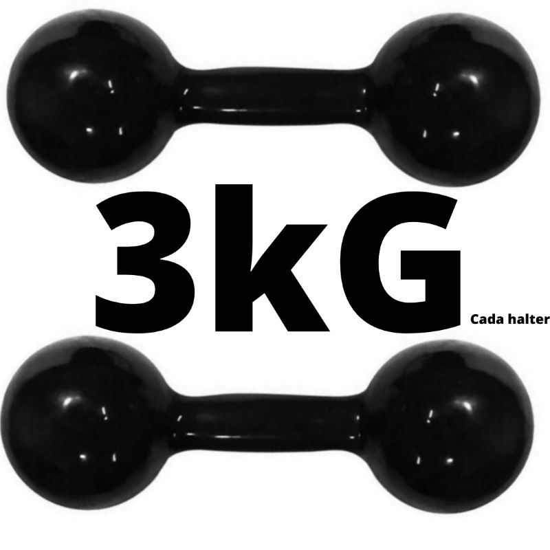 Halter 3kg emborrachado anatômico o par 6kg cor preto barato