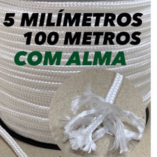 Rolo de corda trançada em 100 metros 5 milímetros 1 kg super branca com alma