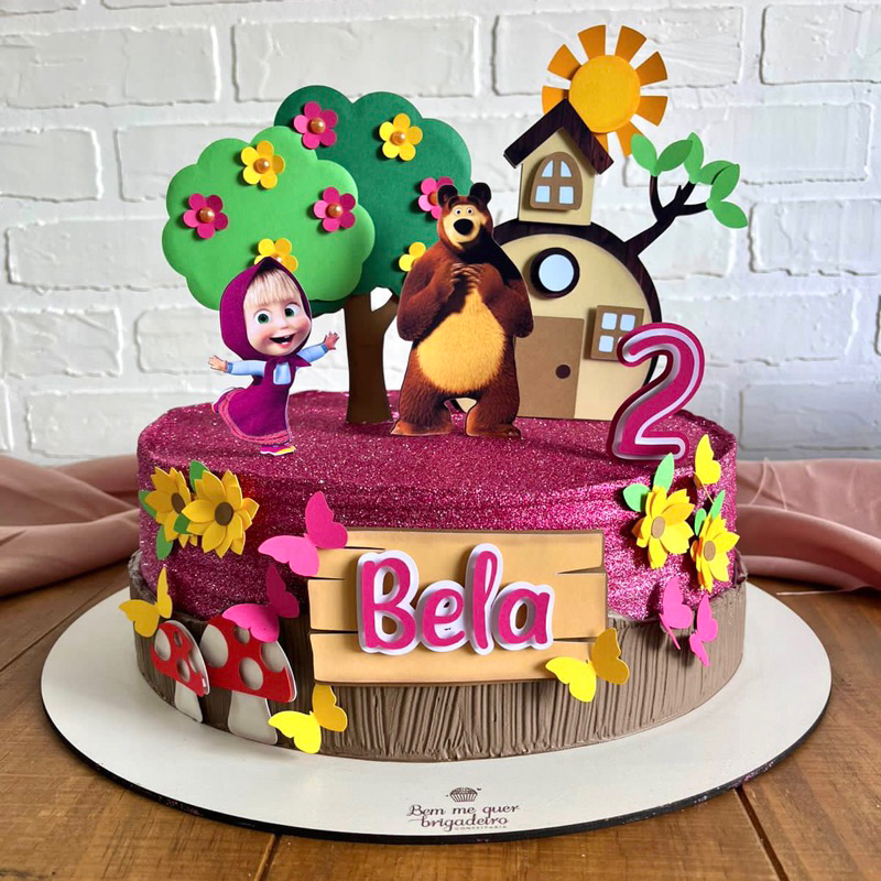 Topo topper de Bolo Masha e o Urso / Decoração para bolo Masha e o Urso / Aniversário Masha e o Urso