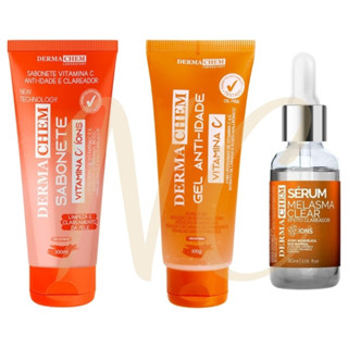 Kit Anti Idade Clareador e Vitamina C Sabonete + Gel + Serum