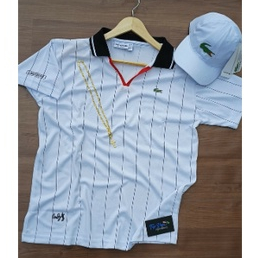 Camisa Gola Polo Lacoste Gola V Listra Vertical Manga Curta Edição Limitada - Mega Promoção