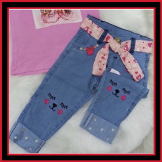 calça jeans infantil feminina capri