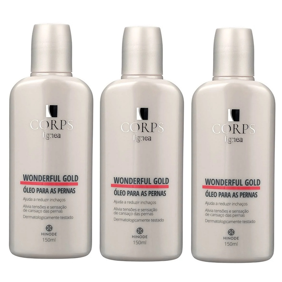 Wonderful Gold Óleo Para as Pernas Tira Inchaço E Cansaço Hidratação e Relaxamento das Pernas 150gr Hinode